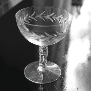 Antique Champagne or Cocktail Glass,  Holly Pattern by Fostoria Glass Made USA